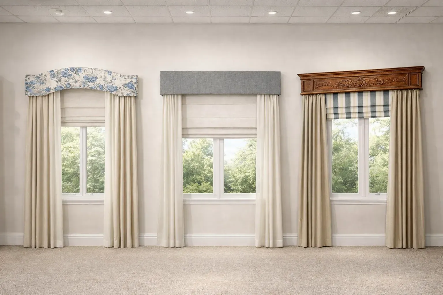 Custom window valances in Denver, fabricated for the trade