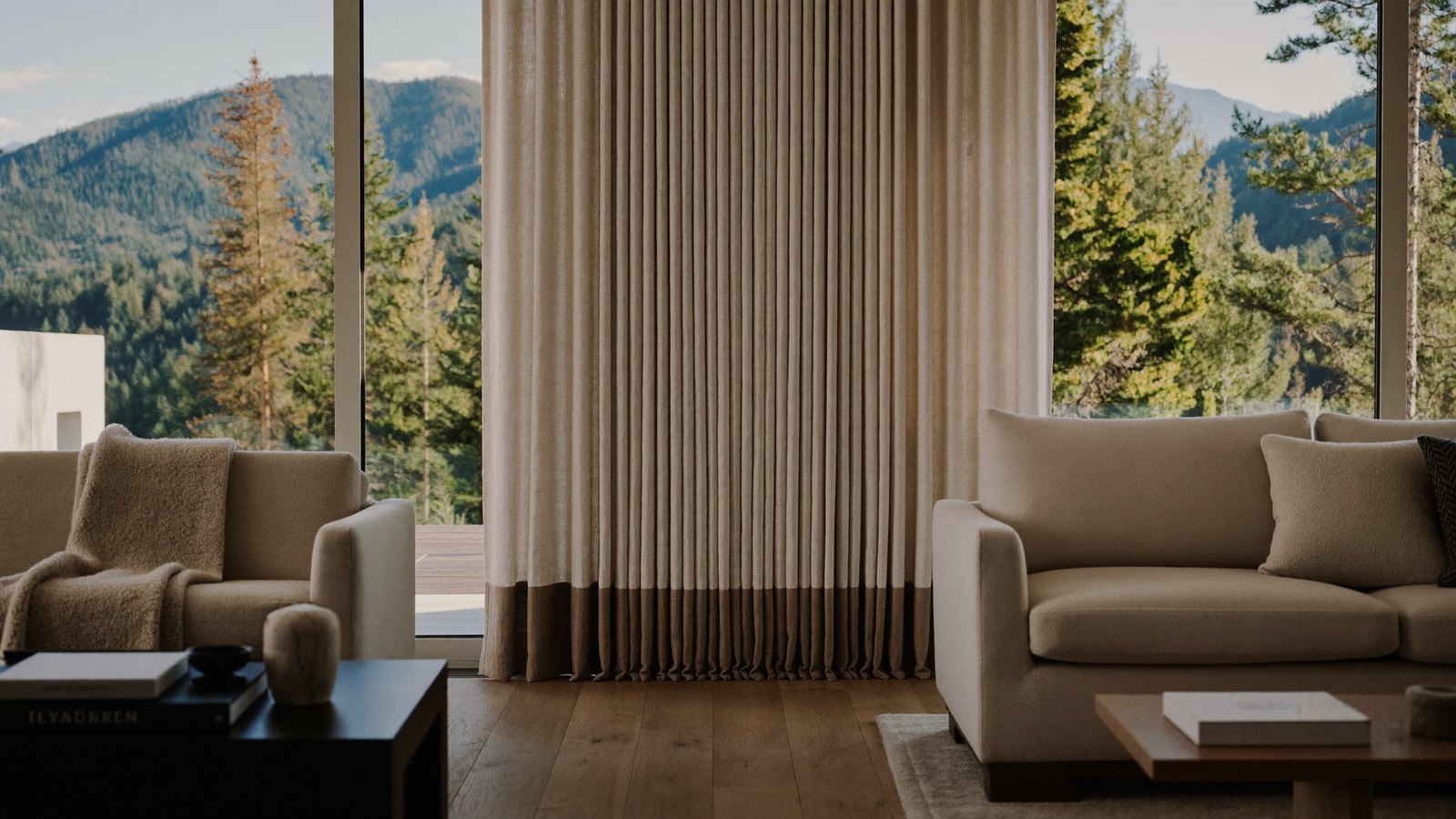Project Showcase: Mountain Modern Drapery for an Evergreen Great Room